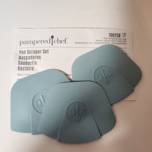Pampered Chef Pan Scraper Set Blue Nylon Kitchen Cleaning Tools 3 Pack